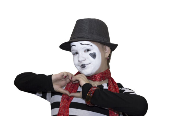 Girl,As,Mime,Actor,Isolated,On,White,Background